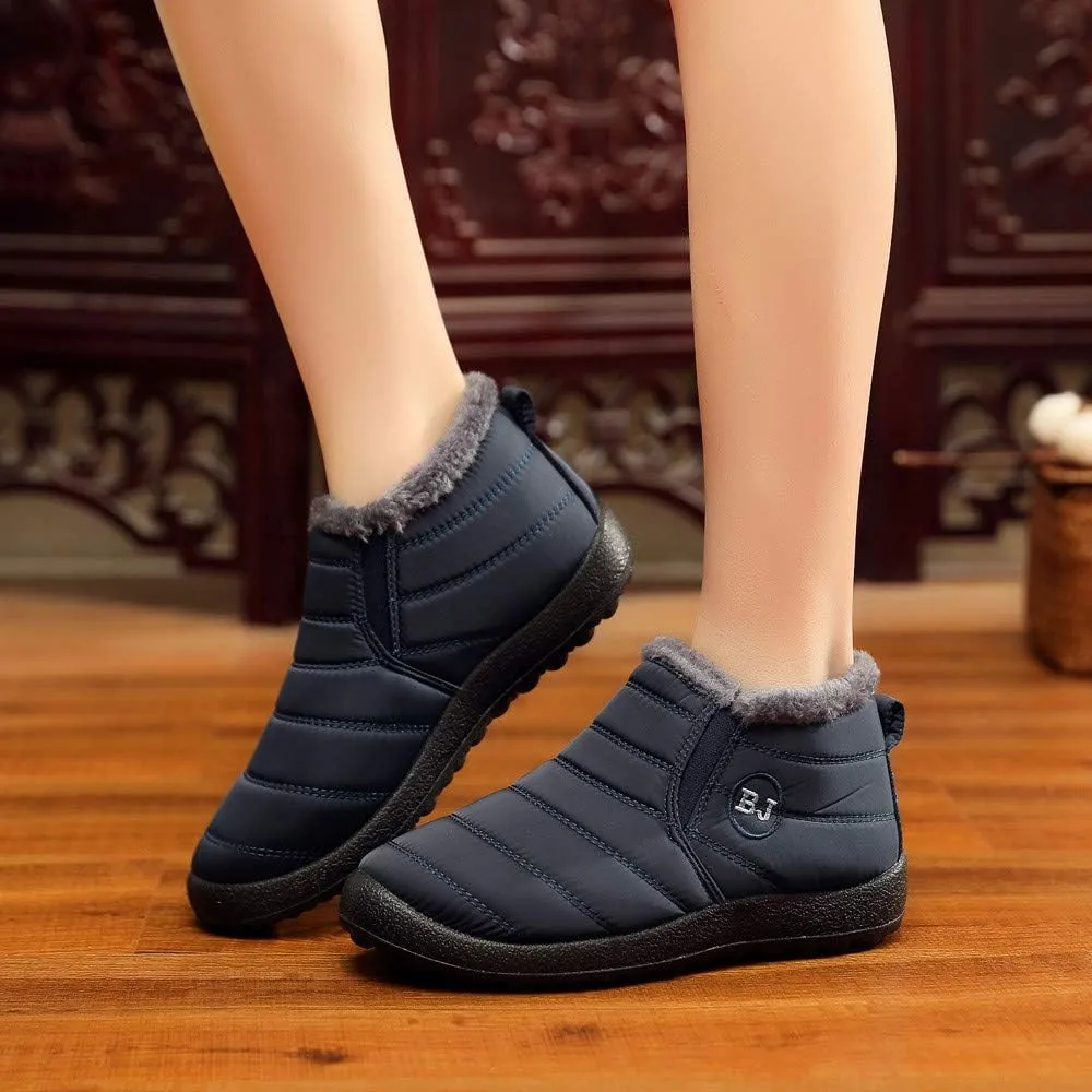Women Snow Boots Waterproof Winter Boots Non Slip Fully Fur Booties Lightweight Slip on Ankle Boots Thickening Winter Shoes Walking Hiking Booties