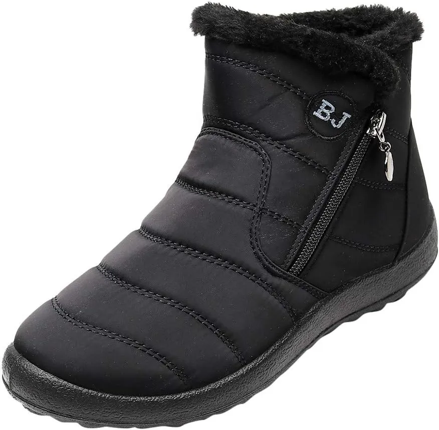 Women Snow Boots Waterproof Winter Boots Non Slip Fur Lined Booties Casual Slip on Ankle Boots Comfortable Winter Shoes Trekking Shoes