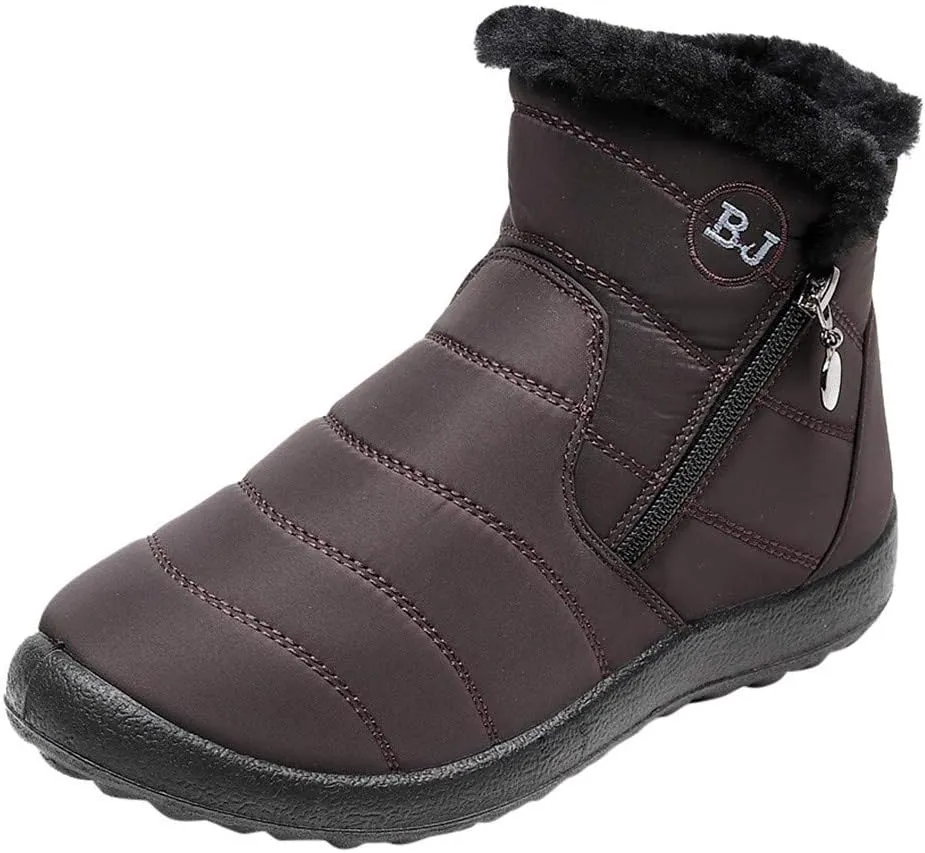 Women Snow Boots Waterproof Winter Boots Non Slip Fur Lined Booties Casual Slip on Ankle Boots Comfortable Winter Shoes Trekking Shoes