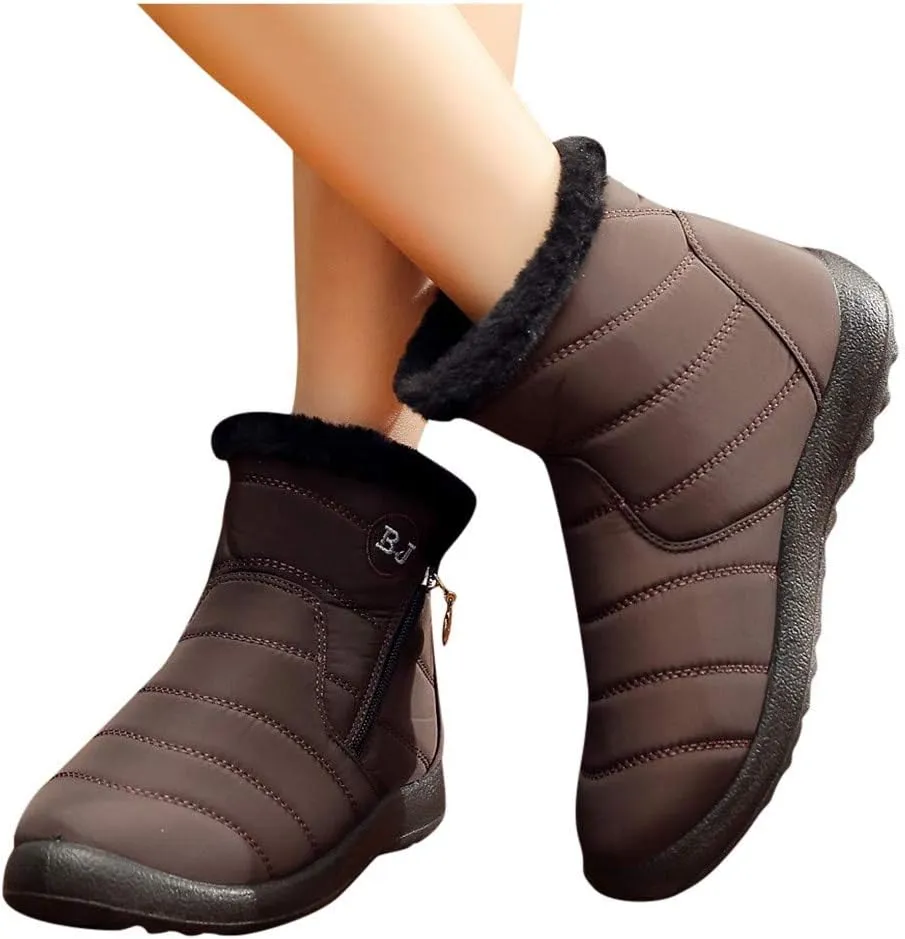 Women Snow Boots Waterproof Winter Boots Non Slip Fur Lined Booties Casual Slip on Ankle Boots Comfortable Winter Shoes Trekking Shoes