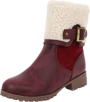 Women Snow Boots Waterproof Winter Boots Non Slip Warm Fur Booties Lightweight Slip on Ankle Boots Thickening Winter Shoes Walking Hiking Booties