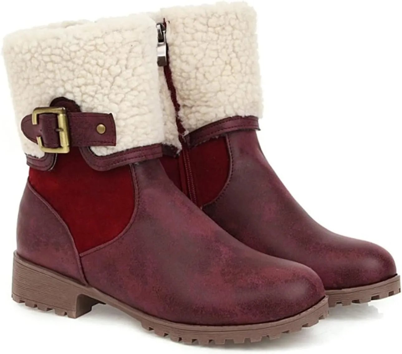 Women Snow Boots Waterproof Winter Boots Non Slip Warm Fur Booties Lightweight Slip on Ankle Boots Thickening Winter Shoes Walking Hiking Booties