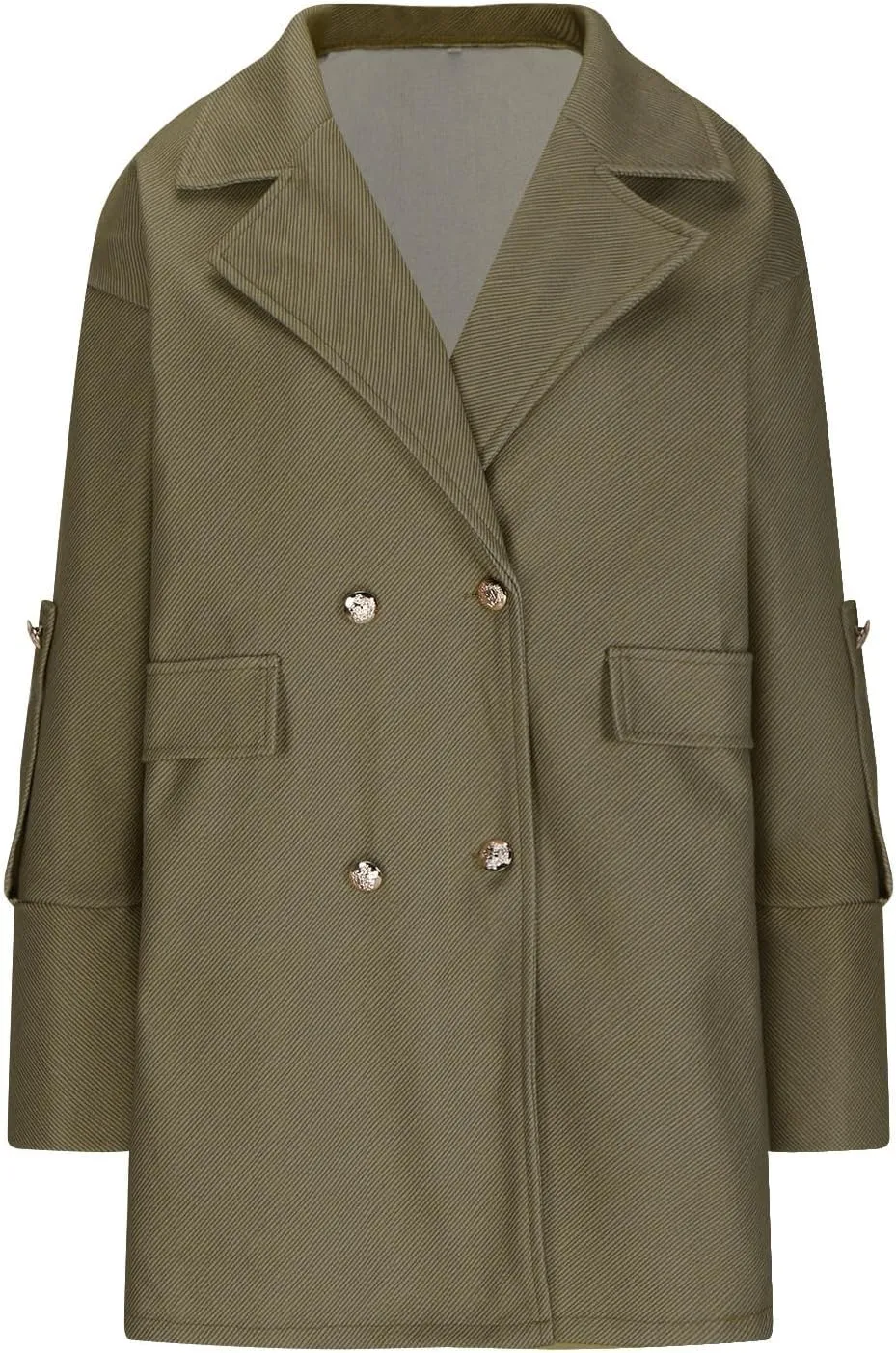 Women Trendy Woolen Coat Long Trench Coats Blazer Suit Collar Style Commuting Elegant Business Casual Jackets