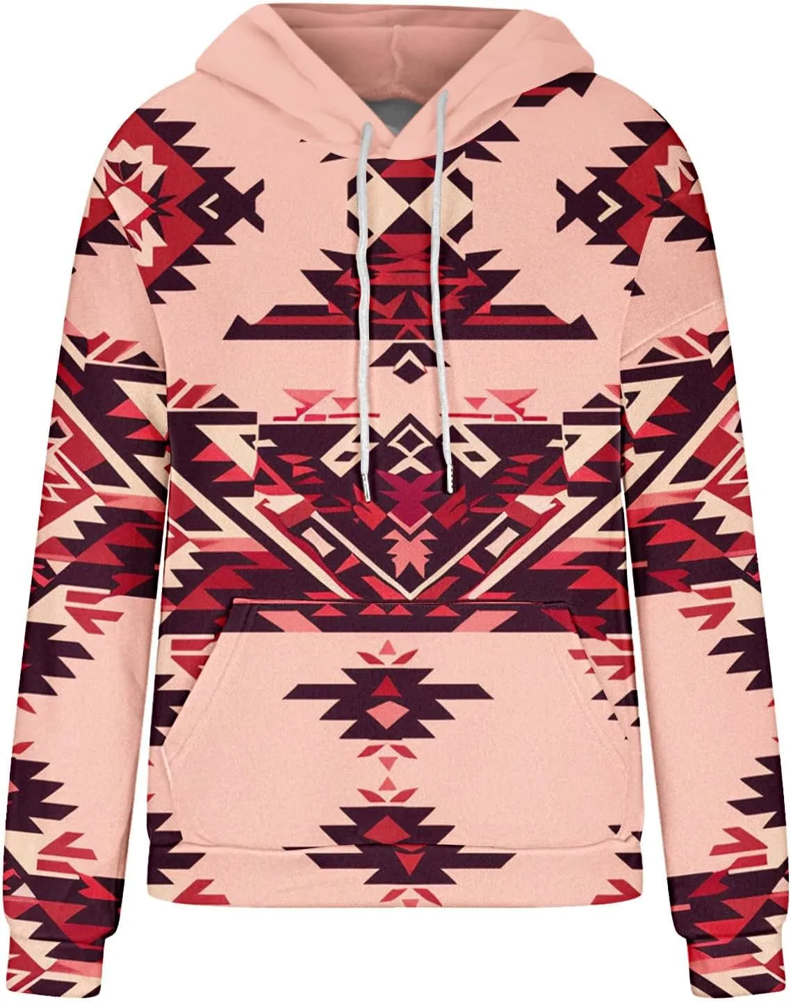 Women Western Ethic Hoodie Aztec Style Print Graphic Sweatshirts Pullover Hooded Pullover Tops Shirts Vintage Clothing