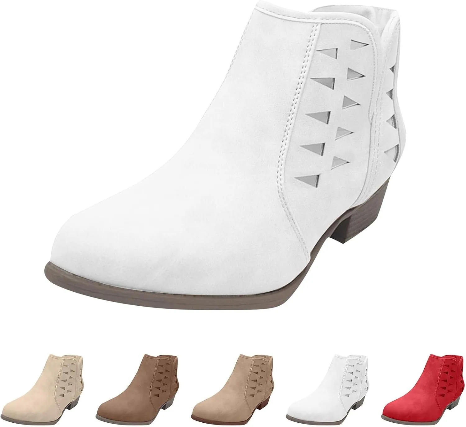 Women's Ankle Boots CasualComfortable Women Ankle Boots Women's Round Toe Suede Stacked Heel Western Ankle Bootie