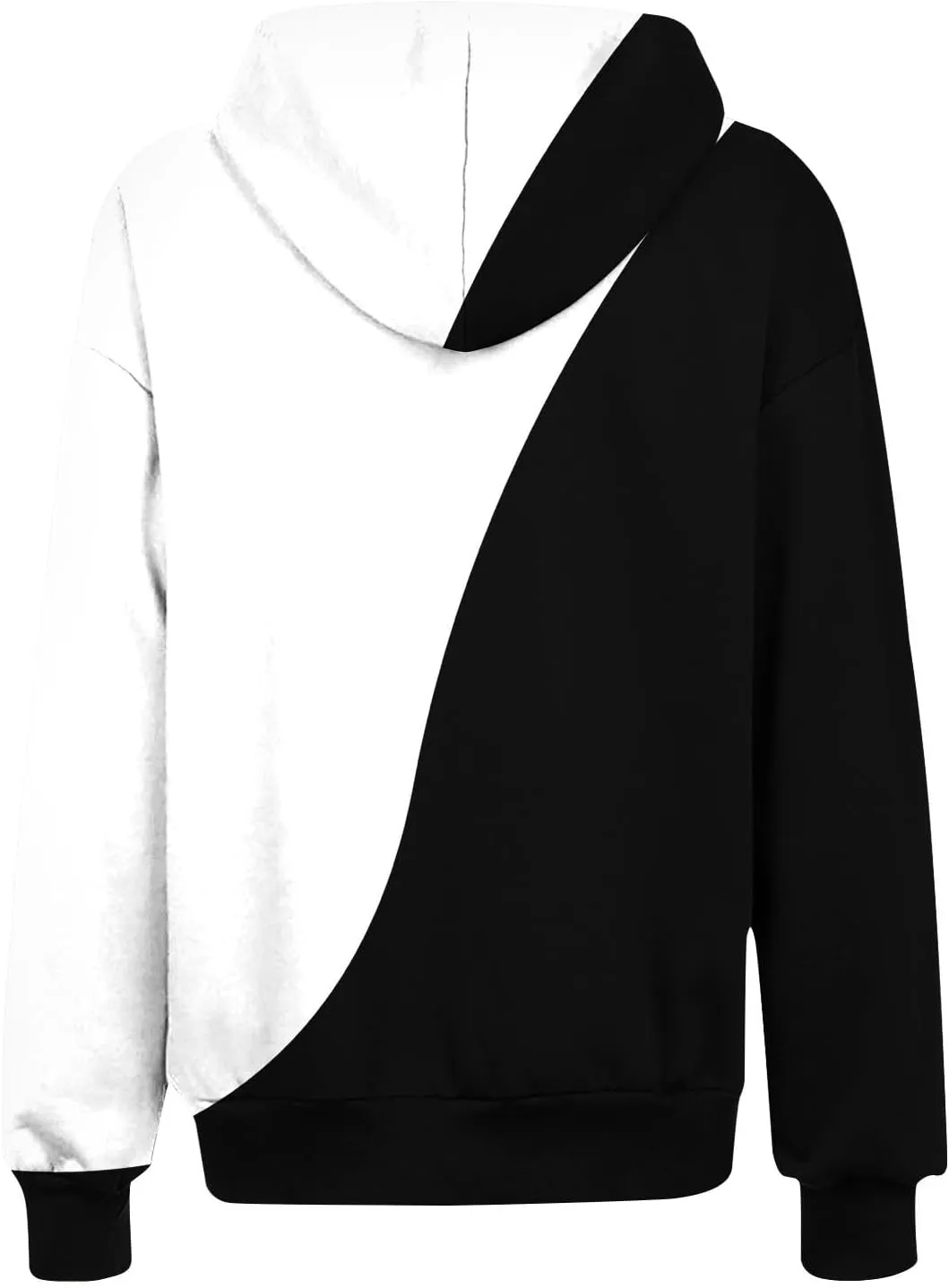 Womens Fall Jacket Casual Patchwork Color Open Front Hoodies Long Sleeve Zipper Winter Coats Outerwear with Pockets