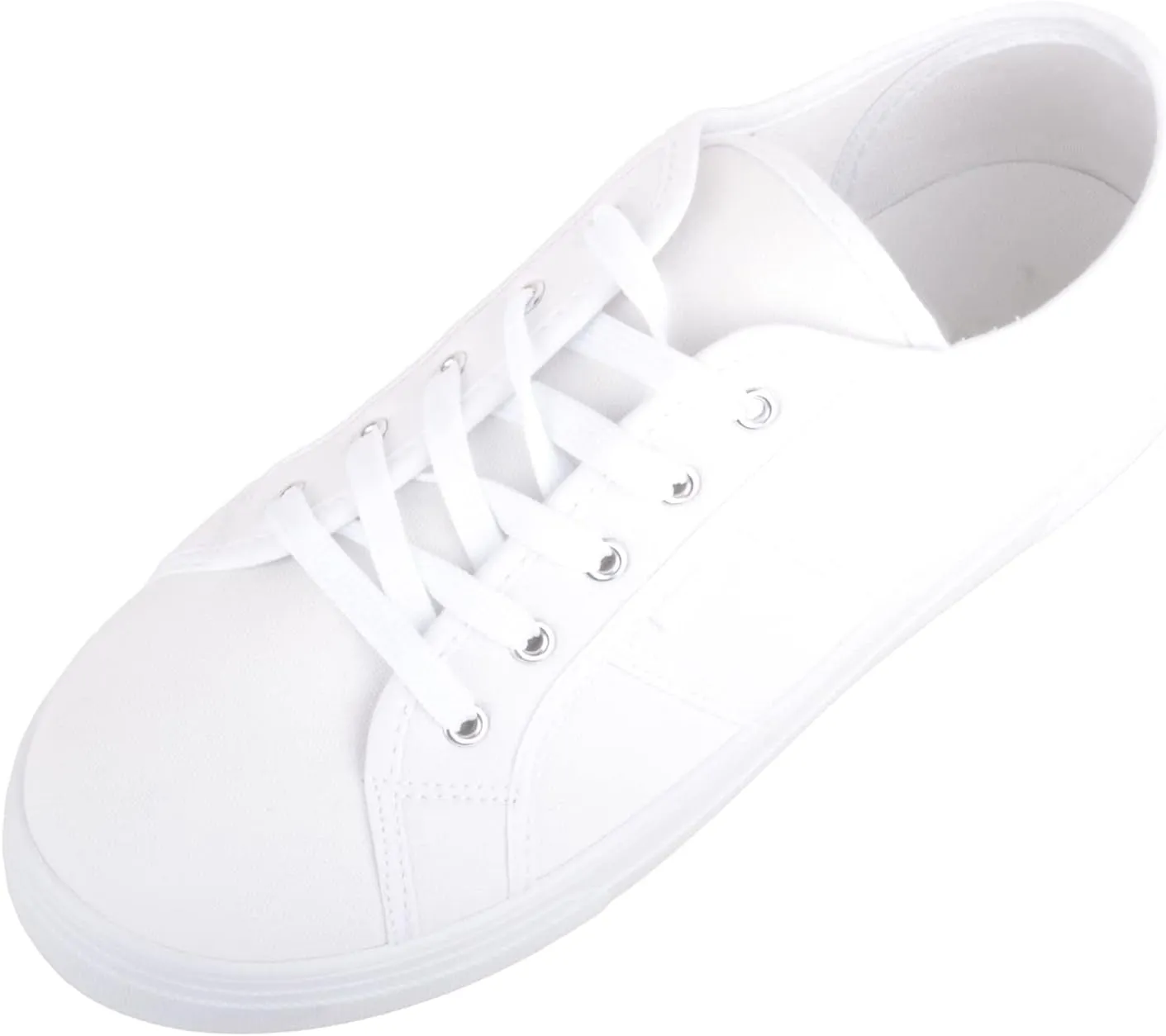 Womens Girls Minimalistic Lace Up Canvas Trainers Sneakers