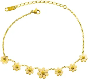 Womens Gold Anklets,Anklet Bracelet Chain with Flowers Anklets 9.84 inch Anklets Stainless Steel