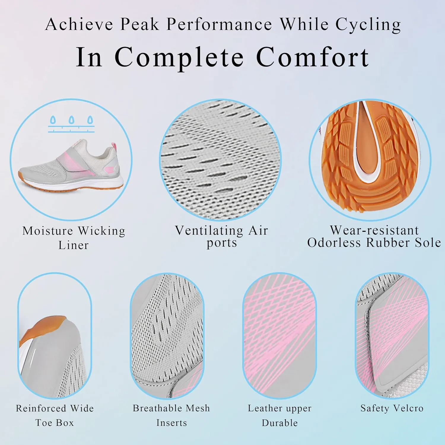 Women's Indoor and Outdoor Cycling Shoes - Comfortable and Breathable - Compatible With SPD Cleats