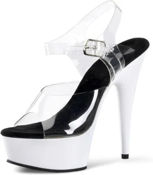 Women's Platform Sandals Ankle Strap 6" High Heels Clear Strap Stilettos Open Toe Sandals Stripper Stage Performance Pole Dancing Nightclub Dress Shoes Plus Size Unisex
