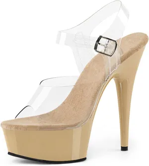 Women's Platform Sandals Ankle Strap 6" High Heels Clear Strap Stilettos Open Toe Sandals Stripper Stage Performance Pole Dancing Nightclub Dress Shoes Plus Size Unisex
