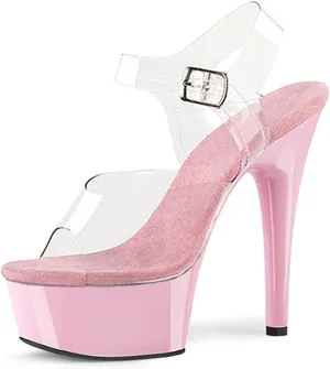 Women's Platform Sandals Ankle Strap 6" High Heels Clear Strap Stilettos Open Toe Sandals Stripper Stage Performance Pole Dancing Nightclub Dress Shoes Plus Size Unisex