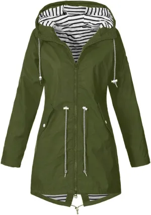 Womens Plus Size Rain Jacket With Hood Waterproof Lightweight Raincoats Outdoor Trench Coats Zip Up Windbreaker