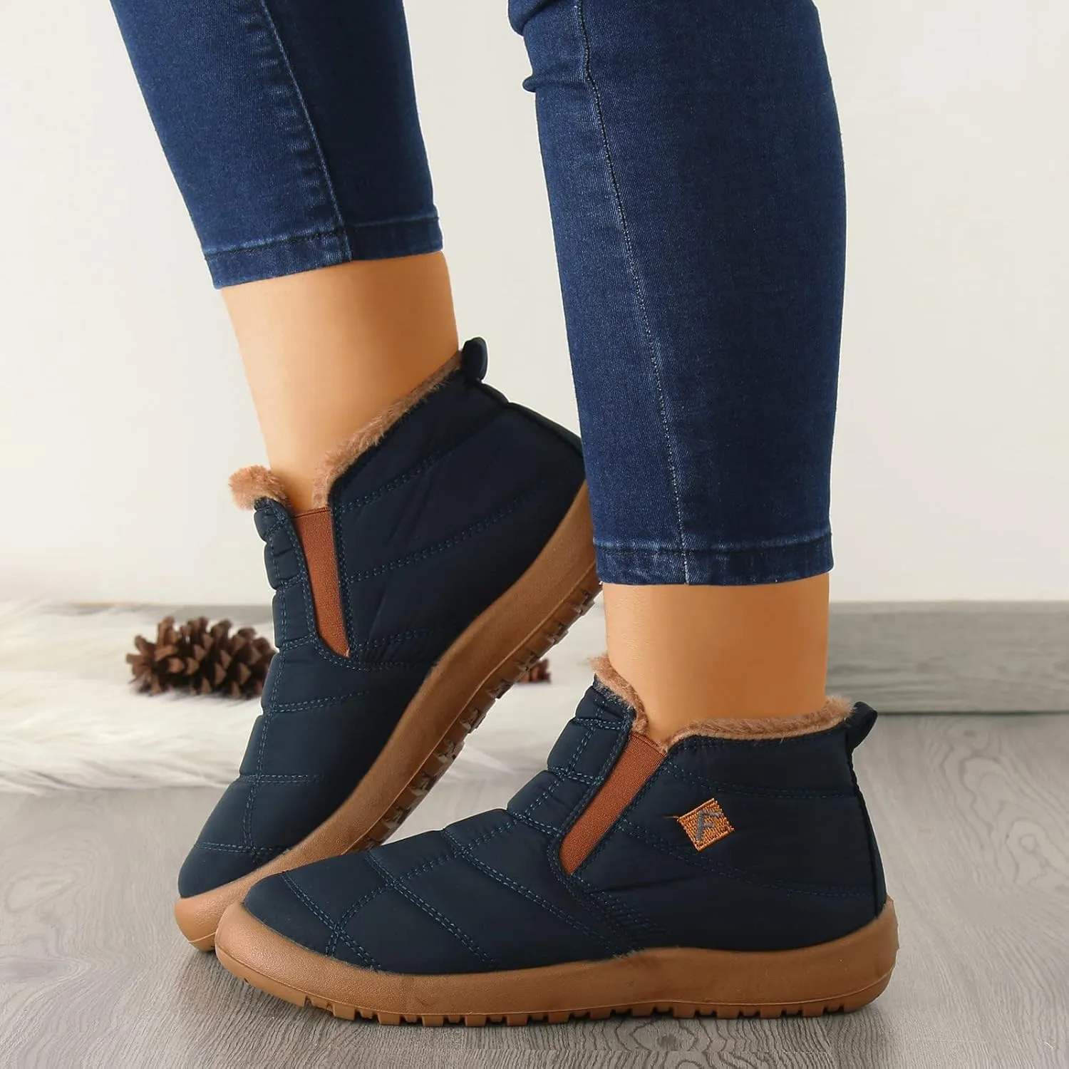 Womens Snow Boots Waterproof Insulated Pull on Womens Lightweight Hiking Snow Boots Womens Snow Boots Wide Calf Boots for Snow Women Botas Bajitas Elegantes De Mujer Para El Frio