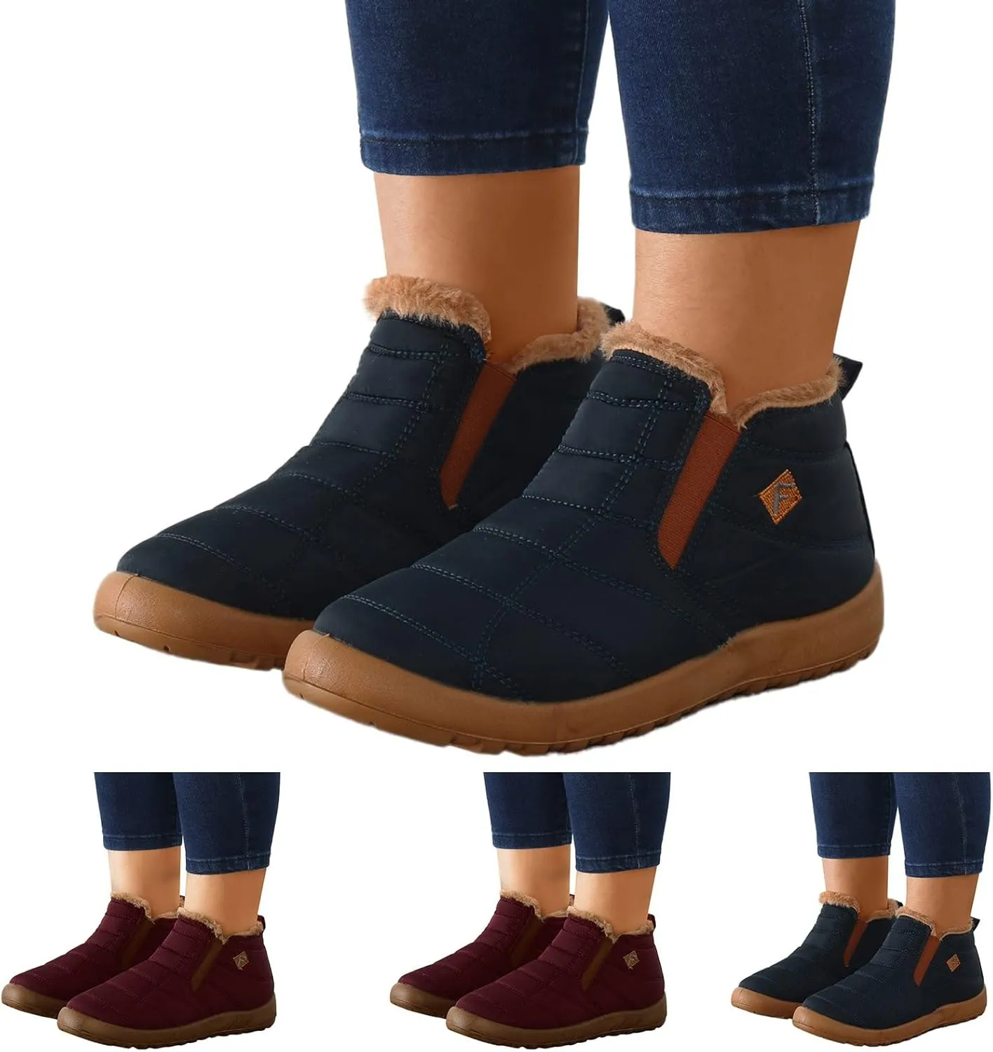 Womens Snow Boots Waterproof Insulated Pull on Womens Lightweight Hiking Snow Boots Womens Snow Boots Wide Calf Boots for Snow Women Botas Bajitas Elegantes De Mujer Para El Frio