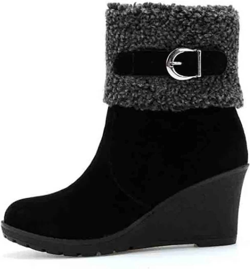 Womens Snow Boots Waterproof Insulated Pull on Womens Winter Boots Wide Womens Wide Width Wide Calf Snow Boots Womens Waterproof Ankle Boots for Walking Womens Winter Ankle Boots Slip on