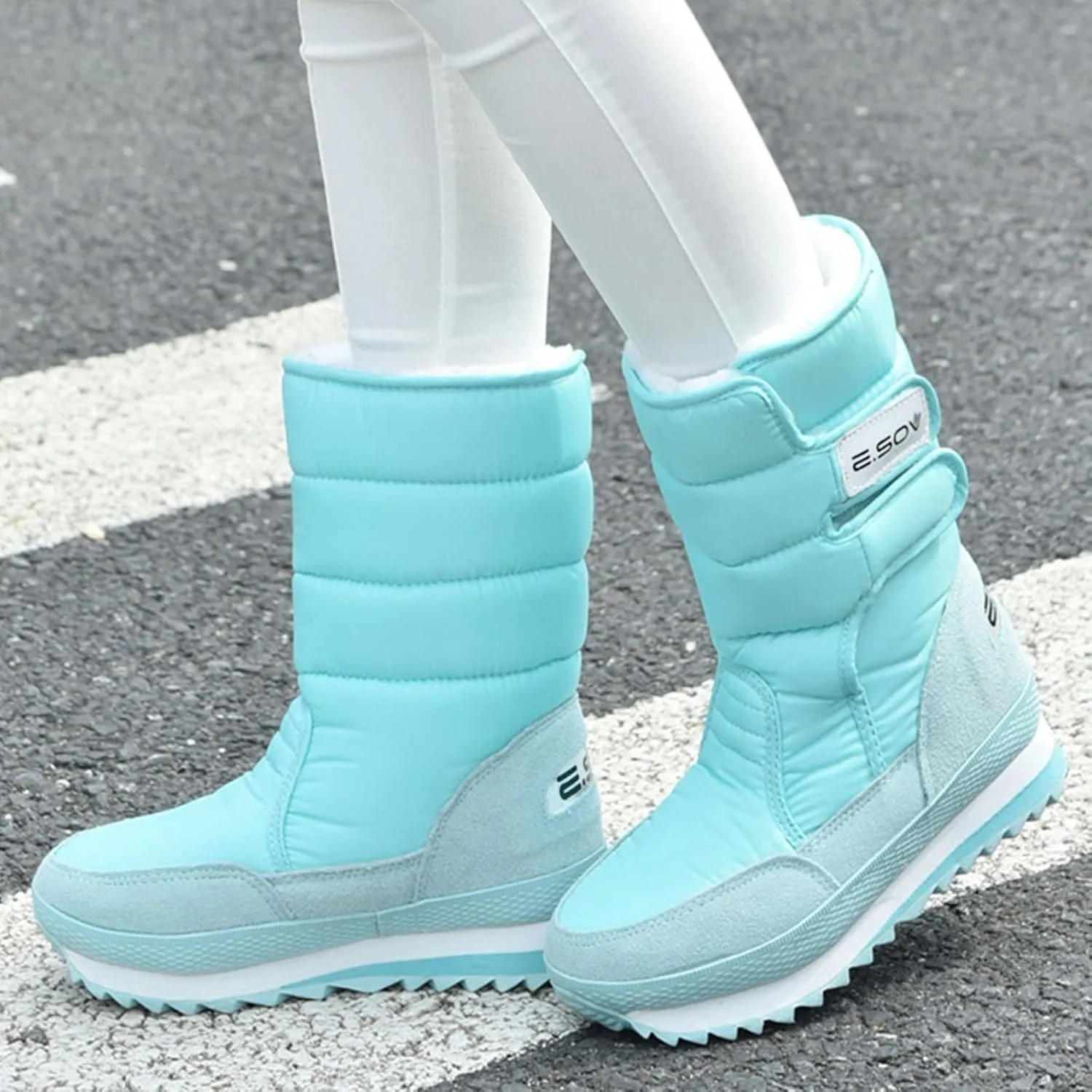 Women's Snow Boots Waterproof Platform Winter Boots Anti-slip Fur Lined Booties Lightweight Slip on Ankle Boots Comfortable Winter Shoes Trekking Shoes