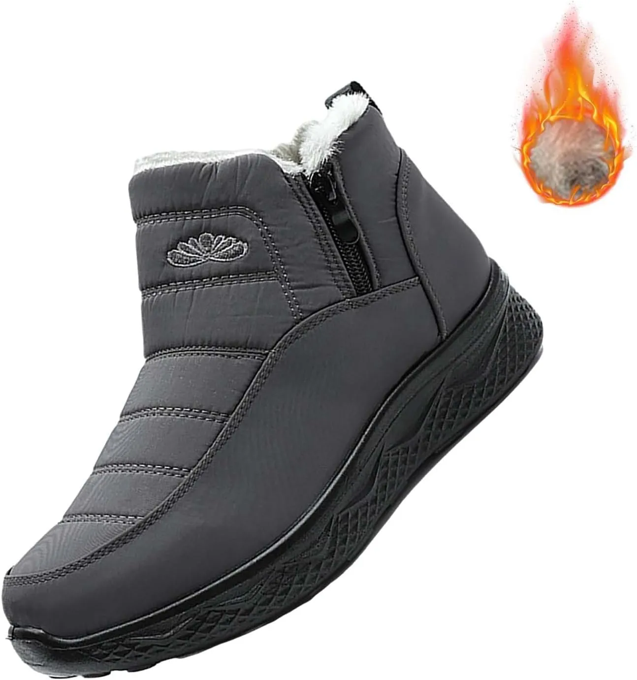 Women's Snow Boots with Heels Waterproof Slip On Boots Ladies Womens Warm Fur Lined Barefoot Shoes Grounded Footwear Hiking Rain Boots Women Mens Snow Booties