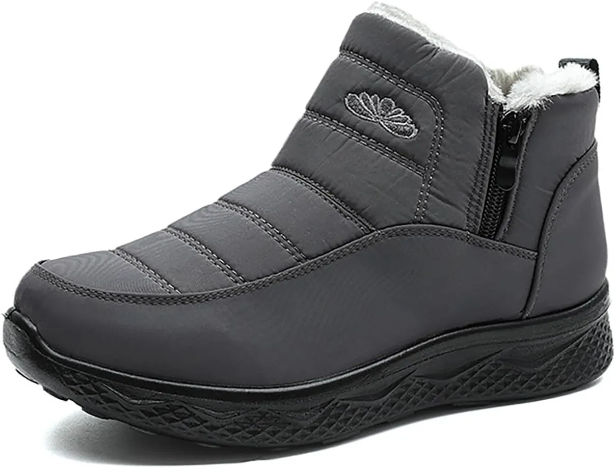 Women's Snow Boots with Heels Waterproof Slip On Boots Ladies Womens Warm Fur Lined Barefoot Shoes Grounded Footwear Hiking Rain Boots Women Mens Snow Booties