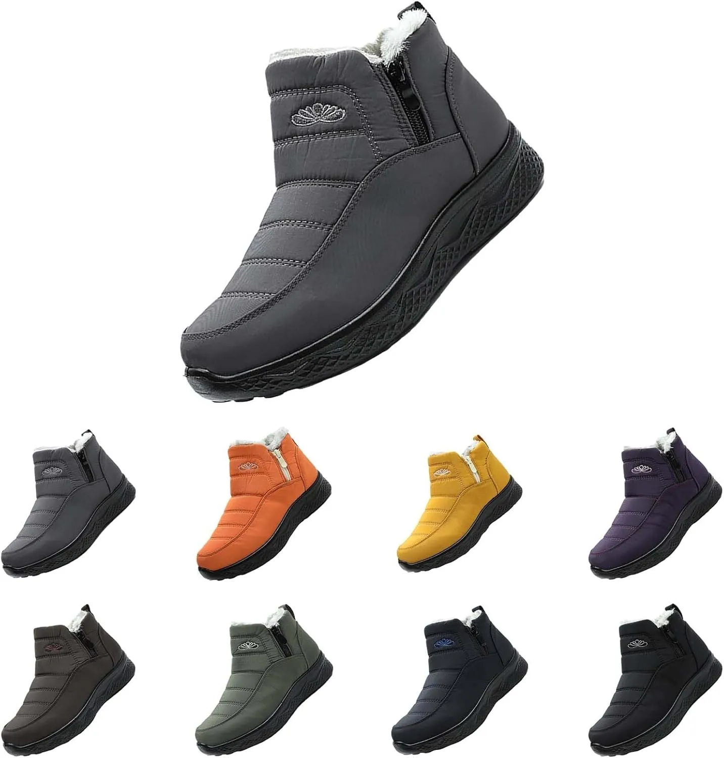 Women's Snow Boots with Heels Waterproof Slip On Boots Ladies Womens Warm Fur Lined Barefoot Shoes Grounded Footwear Hiking Rain Boots Women Mens Snow Booties