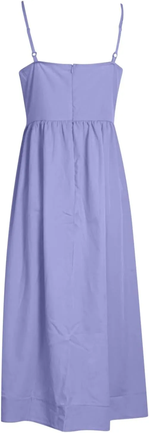 Womens Summer Dresses 2025 Sleeveless Flowy Pleated A Line Beach Vacation Sundress Fashion Spaghetti Strap Dresses