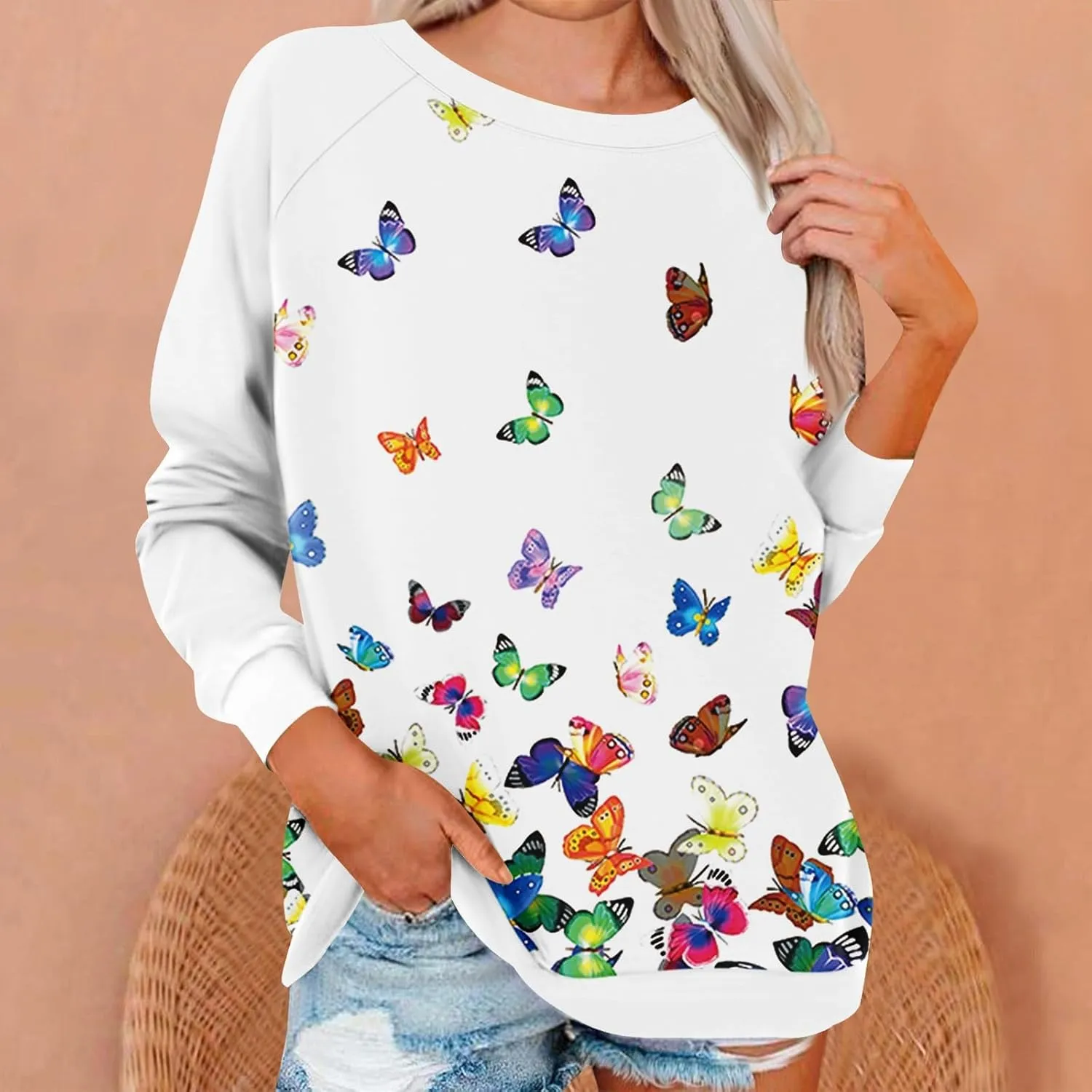 Women's Sweatshirt Long Sleeve Floral Print Loose Fit Tops Crewneck Casual Basics Clothing Clothes