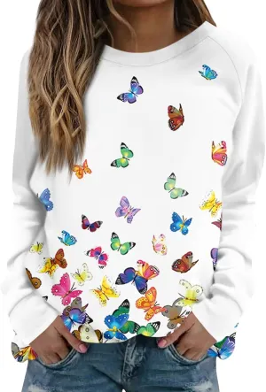 Women's Sweatshirt Long Sleeve Floral Print Loose Fit Tops Crewneck Casual Basics Clothing Clothes