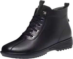Womens Waterproof Hiking Boots Outdoor Plush Lined Winter Boots for Women Ankle Boots Snow Boots with Side Zipper