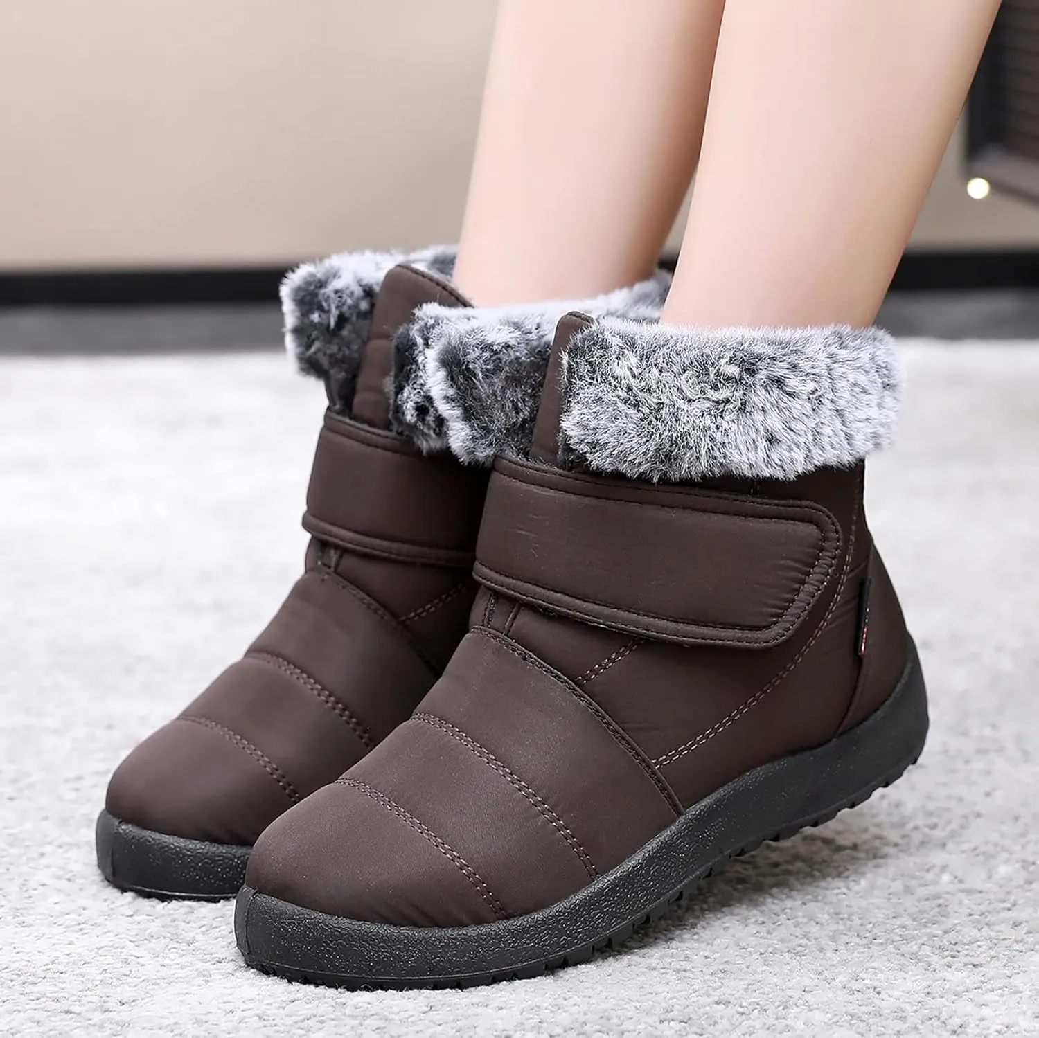 Women's Waterproof Snow Boots Wide Width Women's Waterproof Boots Ankle Winter Boots for Women Waterproof Wide Feet Women's Insulated Winter Boots Size 7.5 Winter Boot for Women Fur