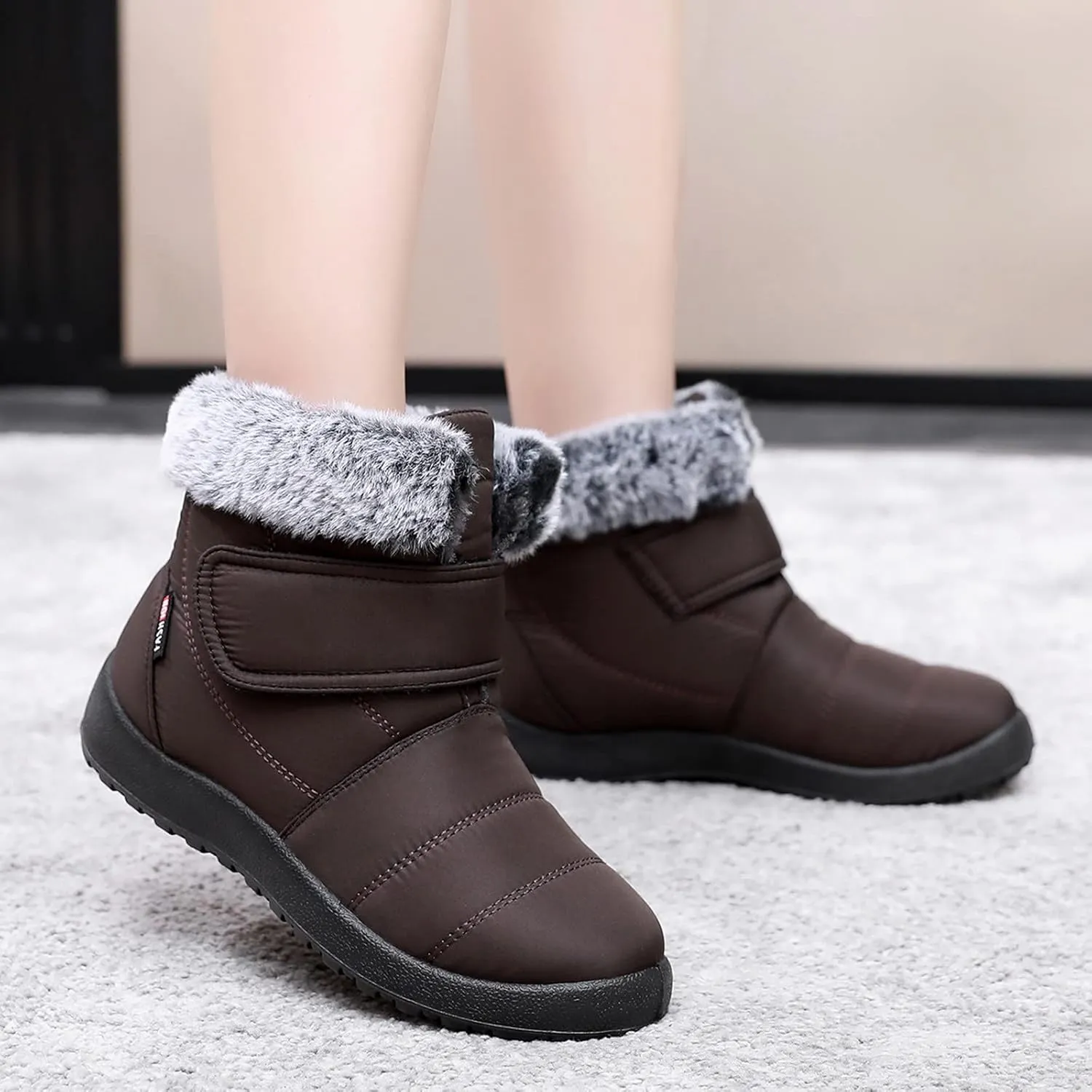 Women's Waterproof Snow Boots Wide Width Women's Waterproof Boots Ankle Winter Boots for Women Waterproof Wide Feet Women's Insulated Winter Boots Size 7.5 Winter Boot for Women Fur
