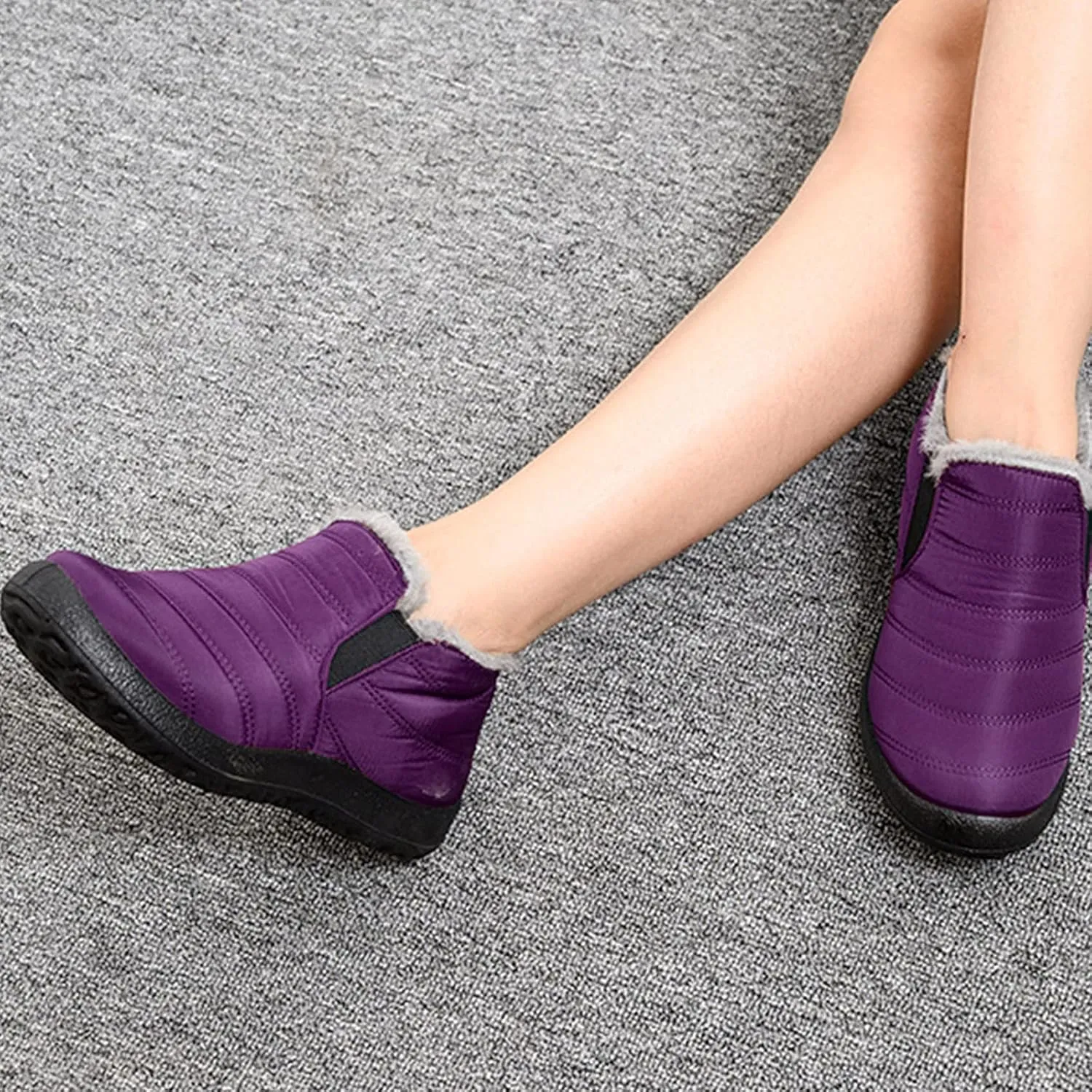 Womens Waterproof Winter Boots Wide Width Womens Snow Boots Size 12 Women's Winter Fur Boots Size 12 Wide Width Outdoor Boots Women Warm Botas Largas De Mujer Para OtoO-Invierno