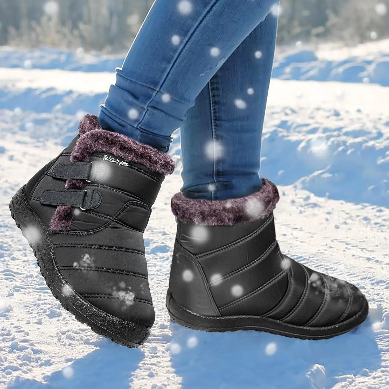 Women's Wide Width Go Snow Boots Womens Boots Winter Waterproof Tall Women's Snow Boots Size 12 Waterproof Comfortable Walking Boots Women Botas Con Casquillo Y Contra El Agua Para Mujer De Trabajo
