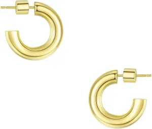 Wowshow Gold Hoop Earrings for Women 14K Gold Plated Hoops Chunky Open Hoops Earrings Lightweight