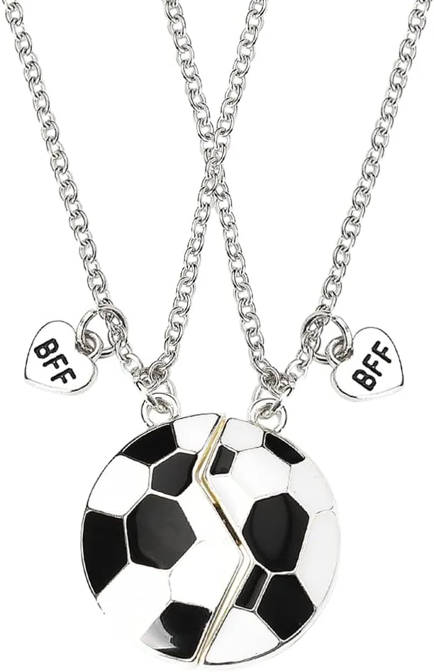 Xiyantiji Football Friendship Necklaces for 2 Best Friends Birthday Graduation Christmas Gifts forTeens Matching BFF Necklace Sport Soccer Themed Gifts for Boys Girls