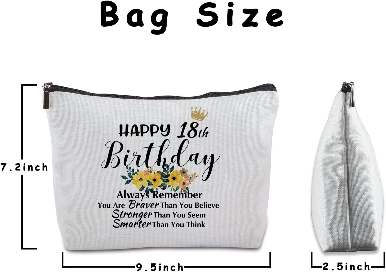 Zipper Cosmetic Travel Bag - 18th Birthday Gift for Her
