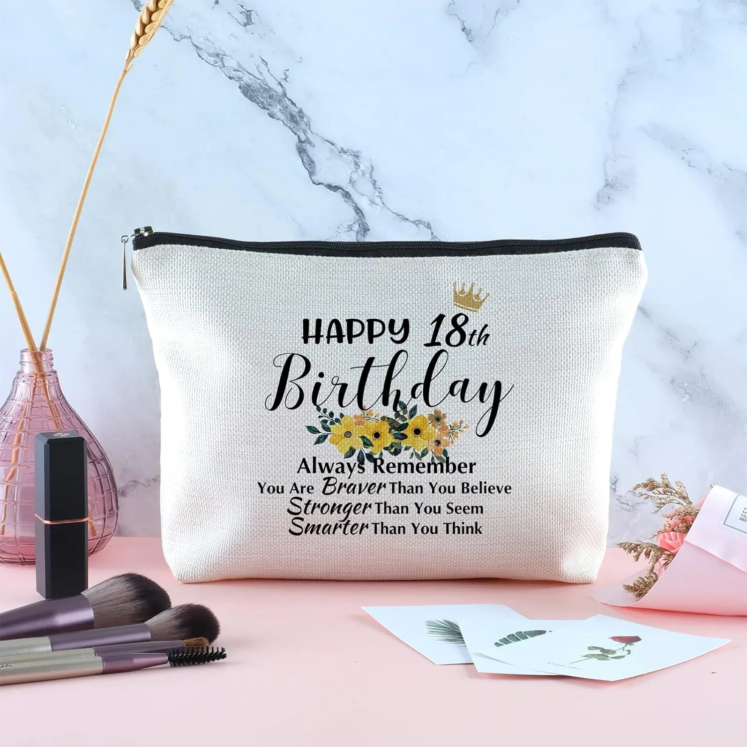 Zipper Cosmetic Travel Bag - 18th Birthday Gift for Her